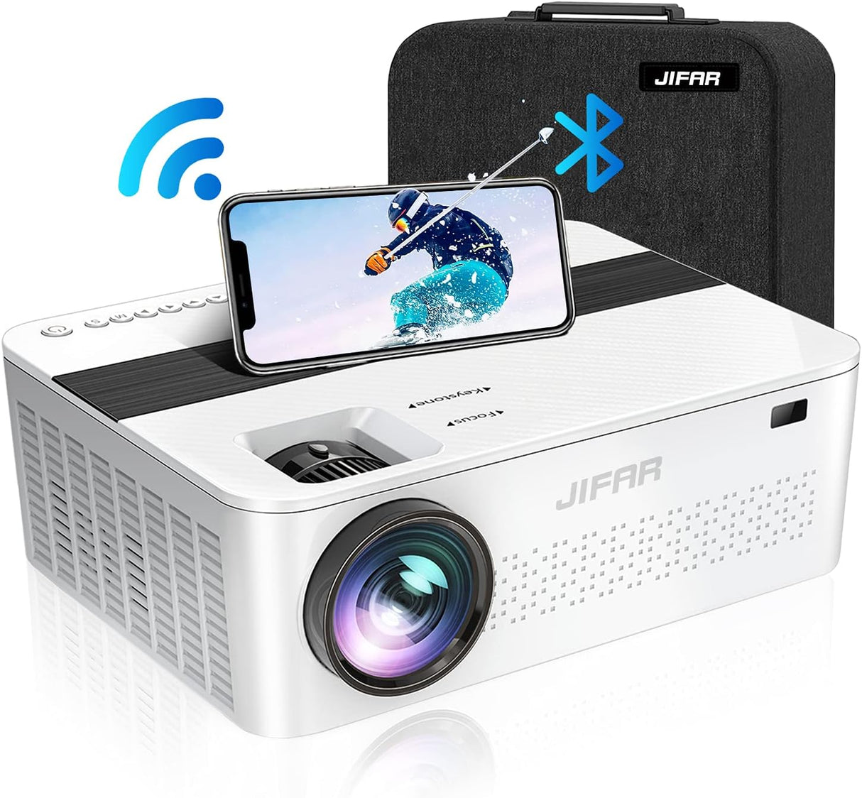 Proyector 4K JIFAR, WiFi 5G, Bluetooth, 1100ANSI, 450 Display