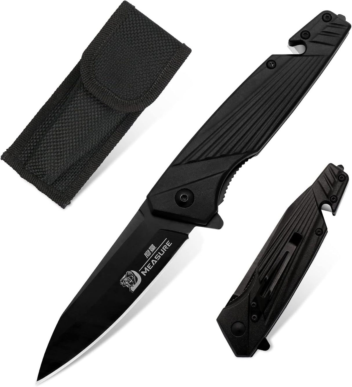 Cuchillo plegable con resorte asistido de correa