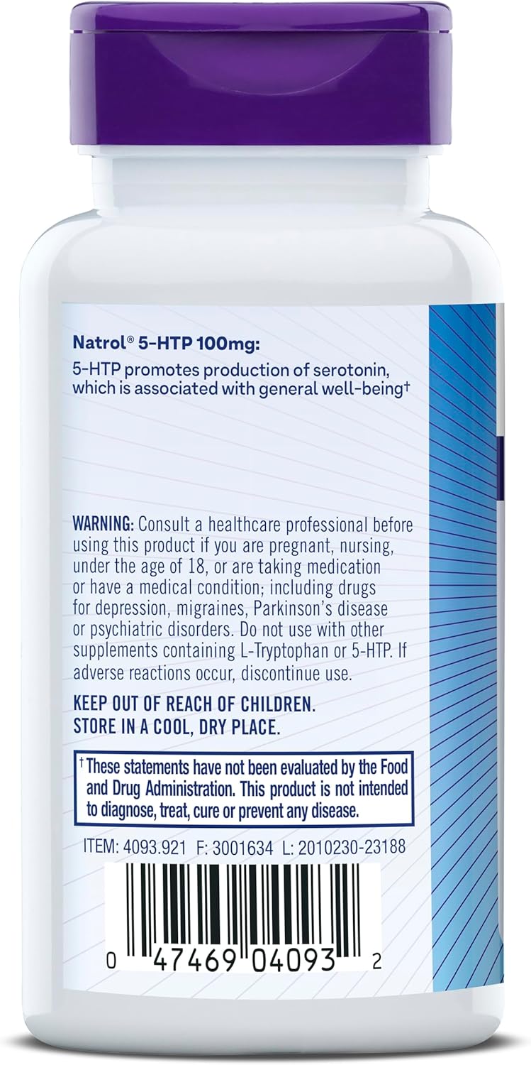 Suplemento Natrol Mood + Stress 5-HTP 100 mg, 30 Cápsulas