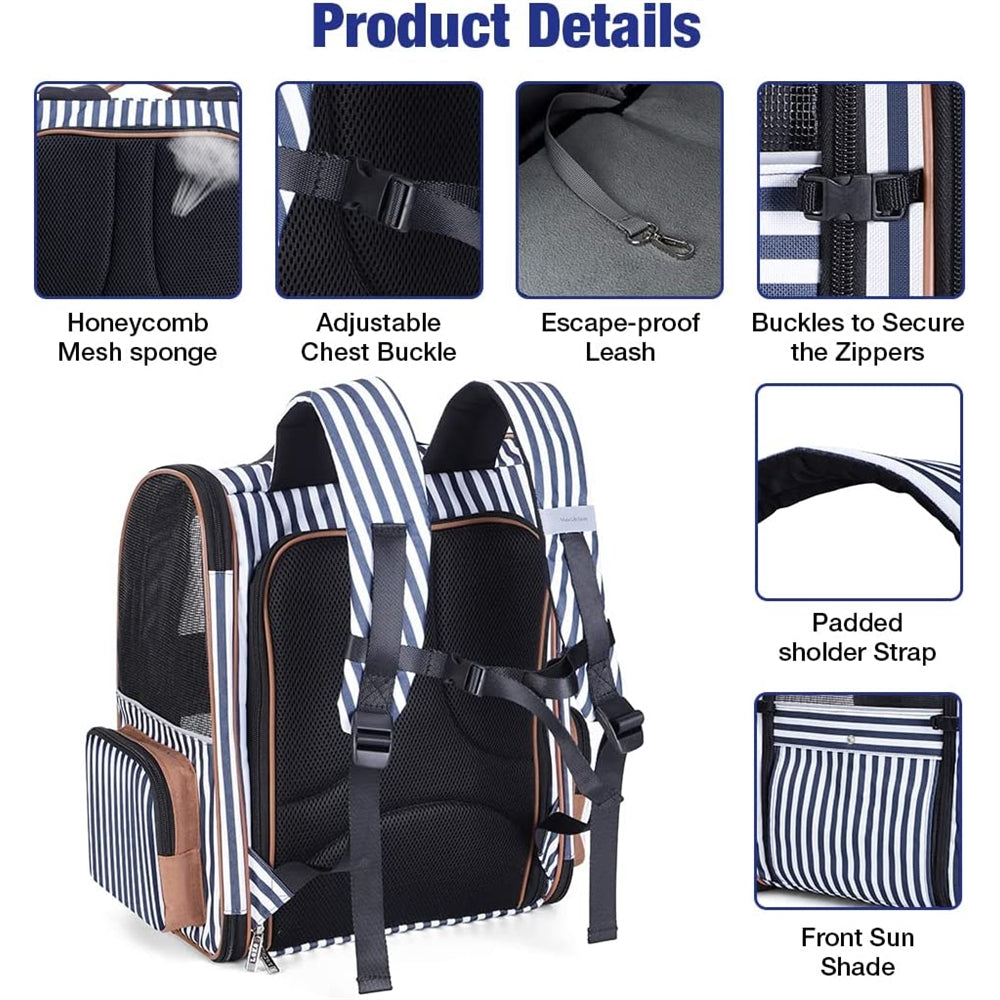 Mochila grande para gatos expandible y plegable negra