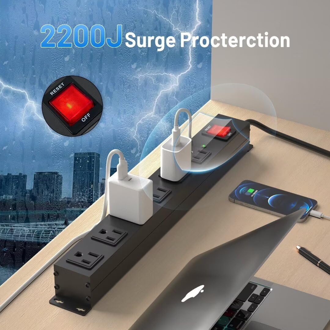 Regleta de alimentación de metal para montaje en pared