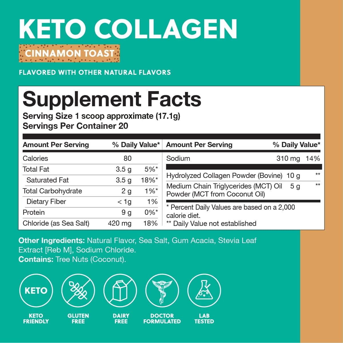 Suplementos Proteína de colágeno en polvo con aceite MCT