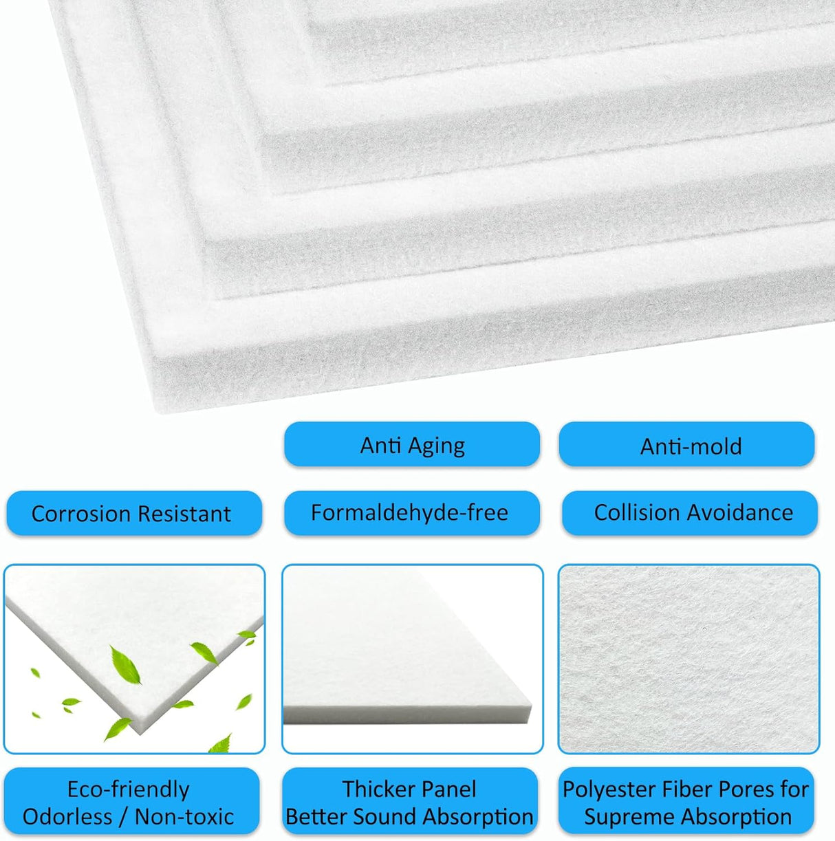 Paneles Acústicos BXI - 12 Piezas, 12x12x0.5 Pulgadas