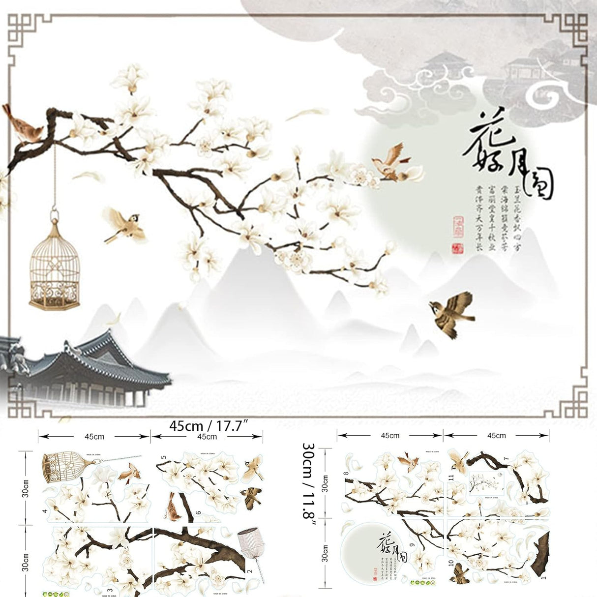 Pegatinas de Pared BWCXXZH, Murales de Flor de Cerezo 50x74