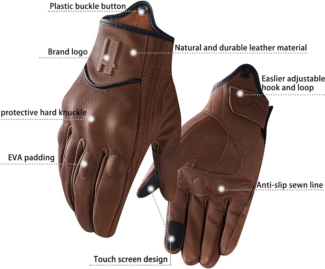Guantes de piel de cabra para hombre y motocicleta talla XS