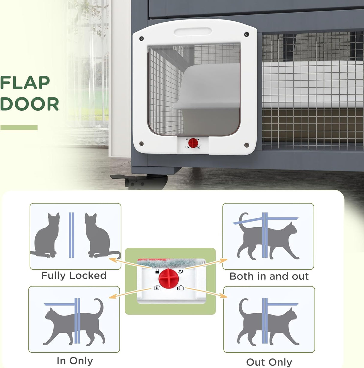 Casa para Gatos Grande PawHut, Enclosure de Madera 39