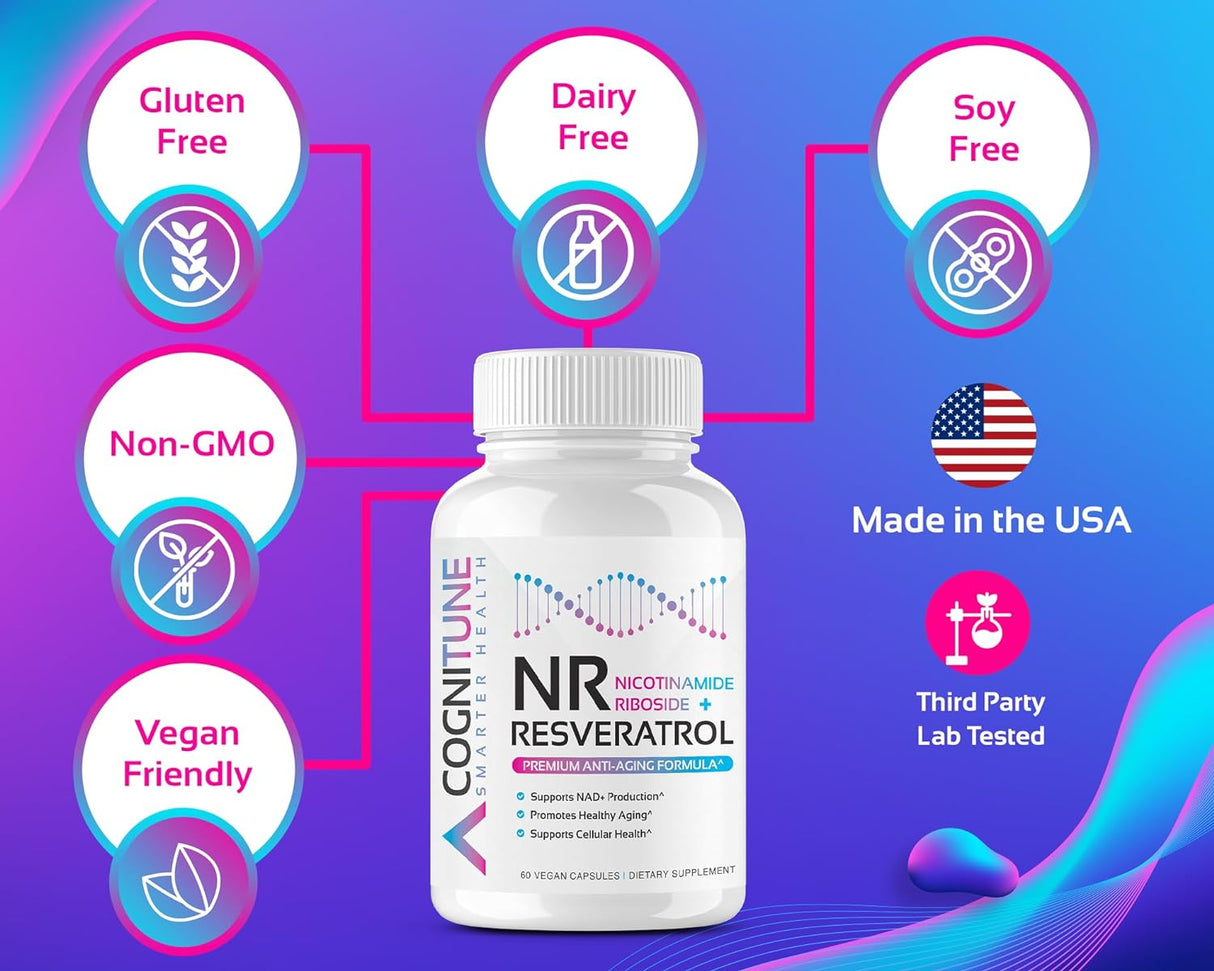 Suplemento NMN + resveratrol potenciador de ADN y salud