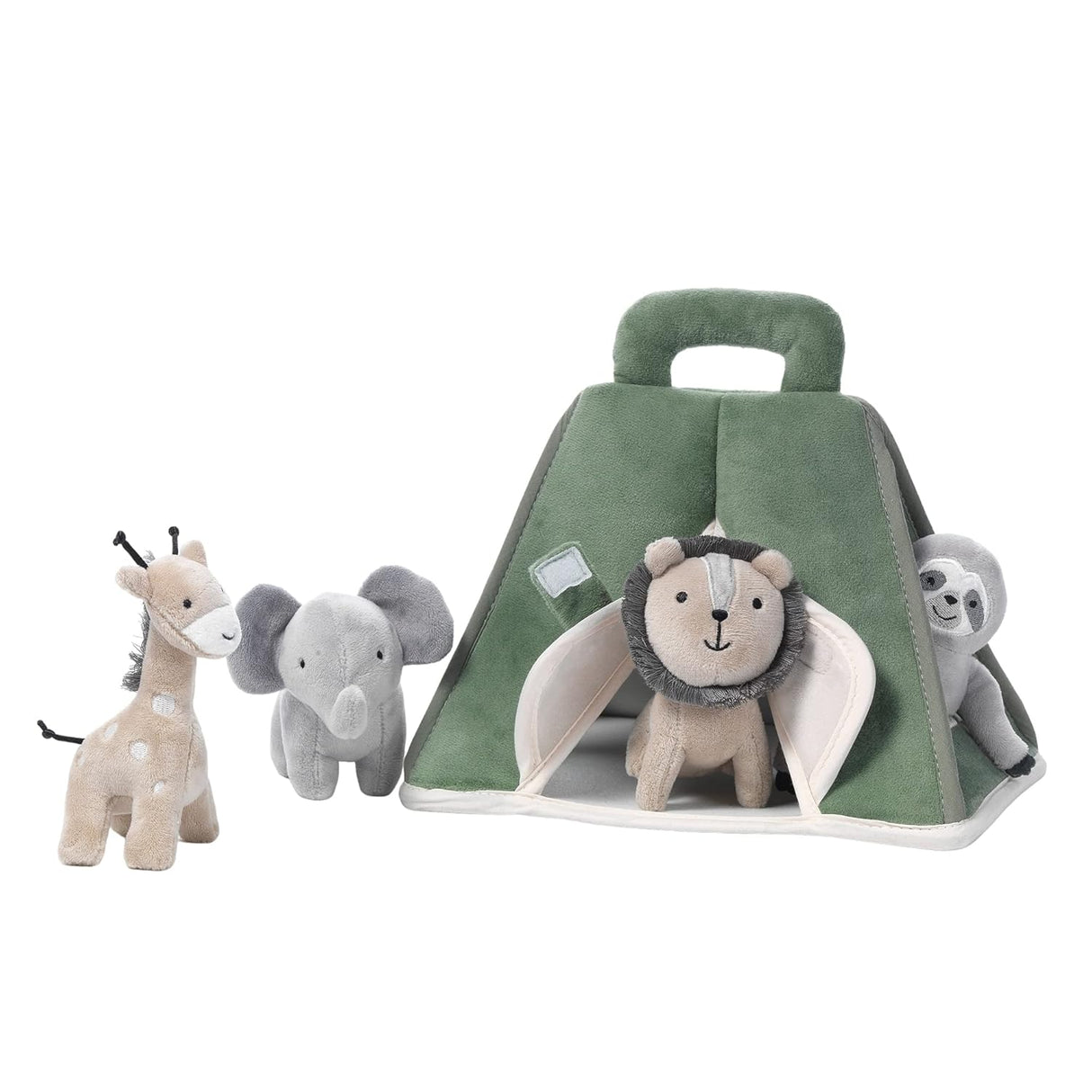 Lambs & Ivy Safari interactivo de la felpa/tienda verde de la selva con los juguetes de peluche