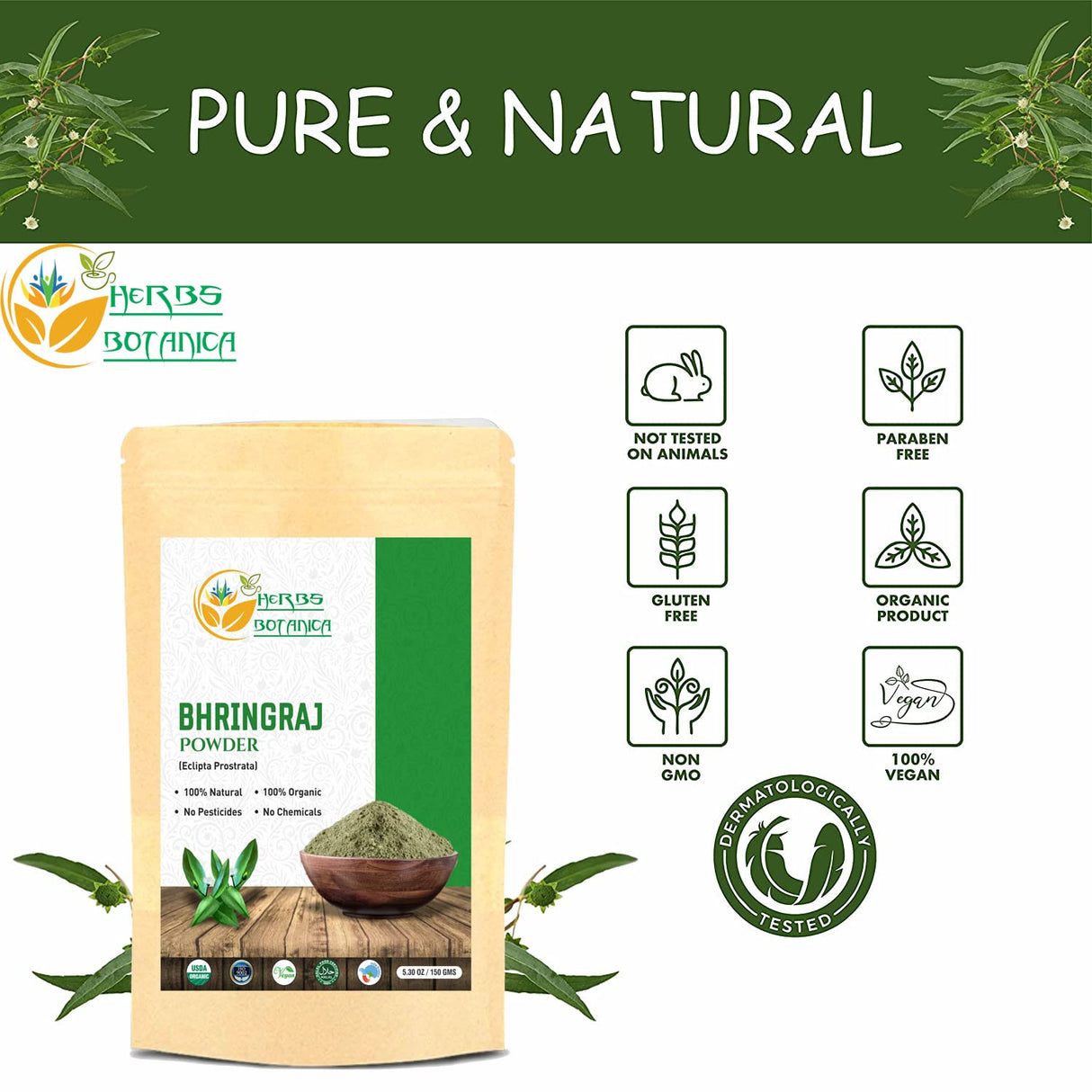 Polvo orgánico Bhringraj Eclipta Alba para cabello radiante