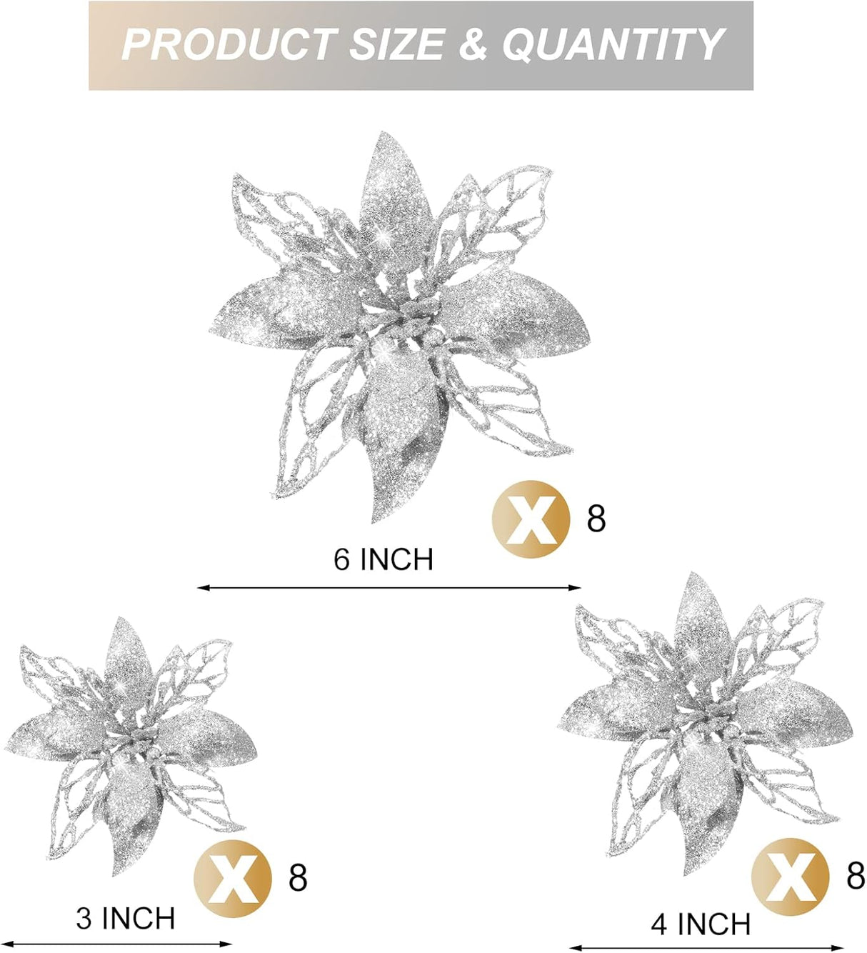 Flores Artificiales Poinsettia Boao 24 Piezas Decoraciones Navidad