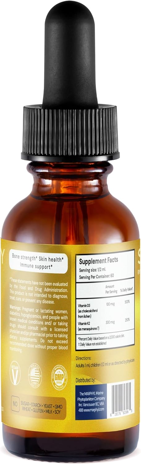 Suero de Vitamina D3 4000 IU + K2 Vegano Orgánico USA