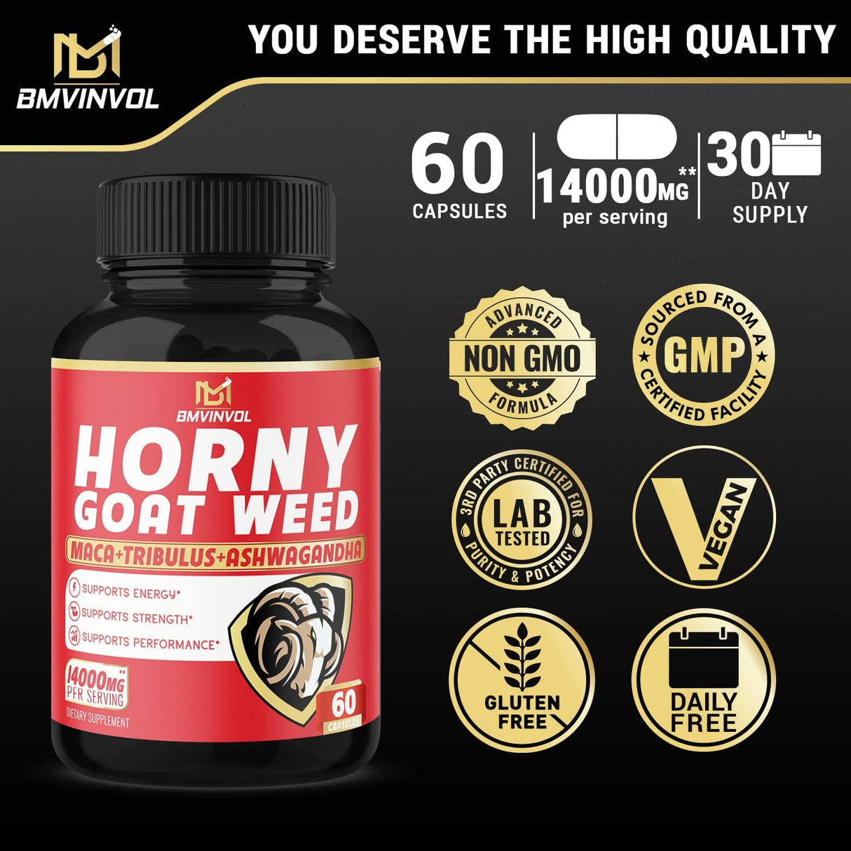 Cápsulas de hierba de cabra cachonda apoyo energético