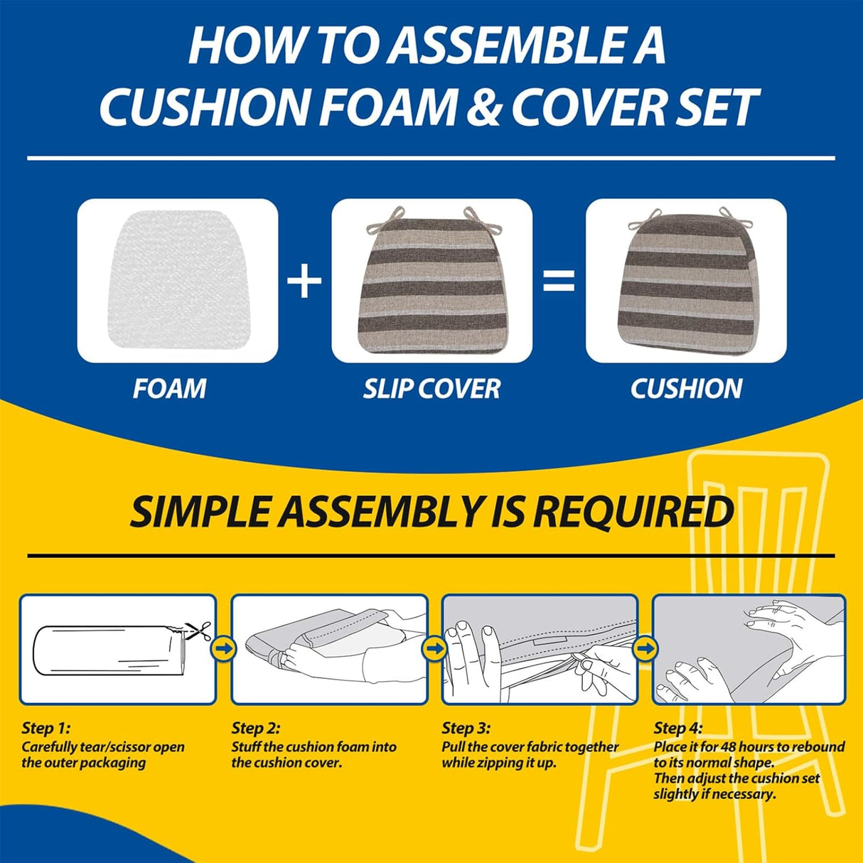 Cojines de Silla D de AAAAAcessories, 2'' Grueso, 4 Pack