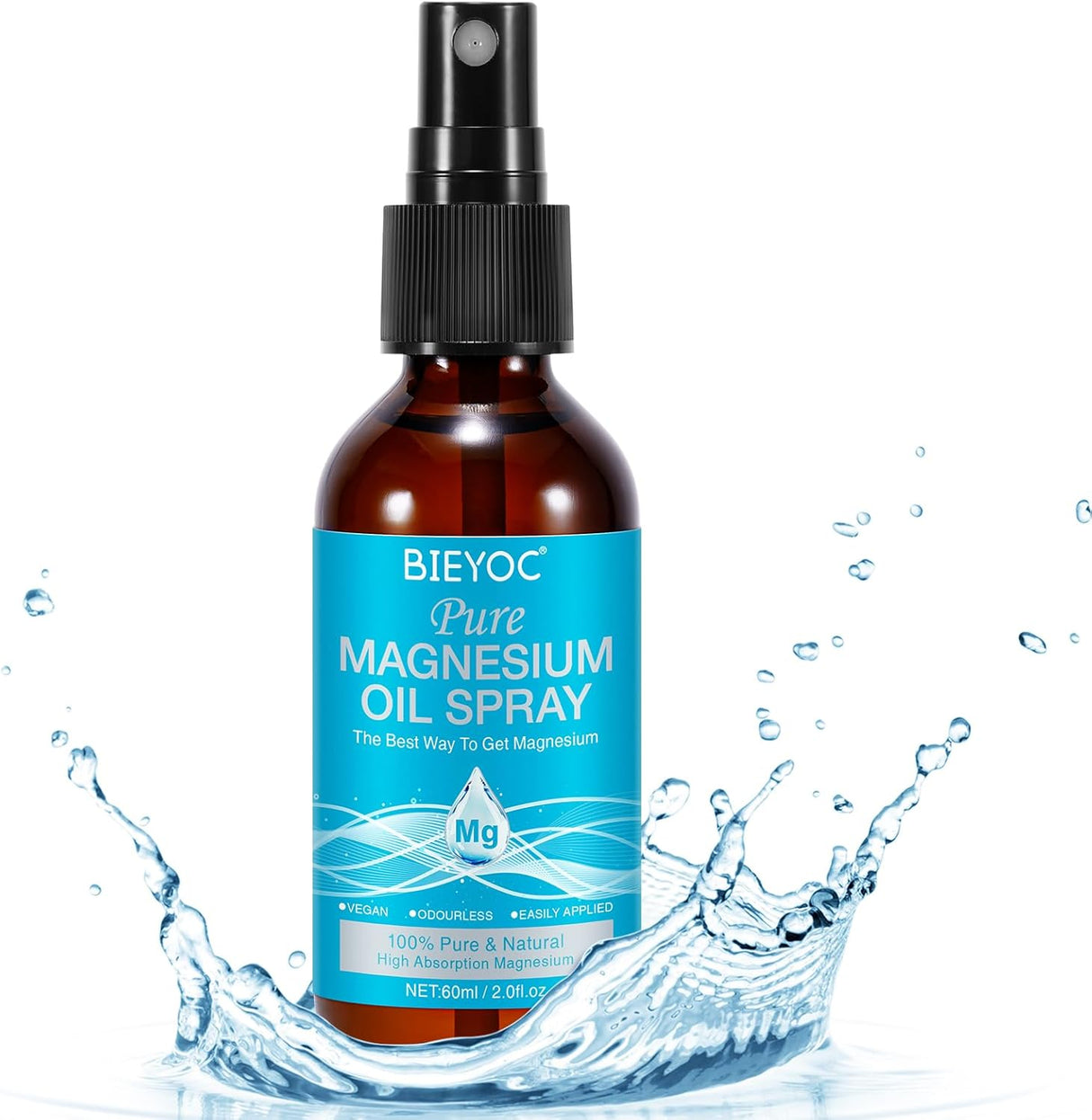 Aceite de Magnesio Puro en Spray, Fácil Absorción, 60ml