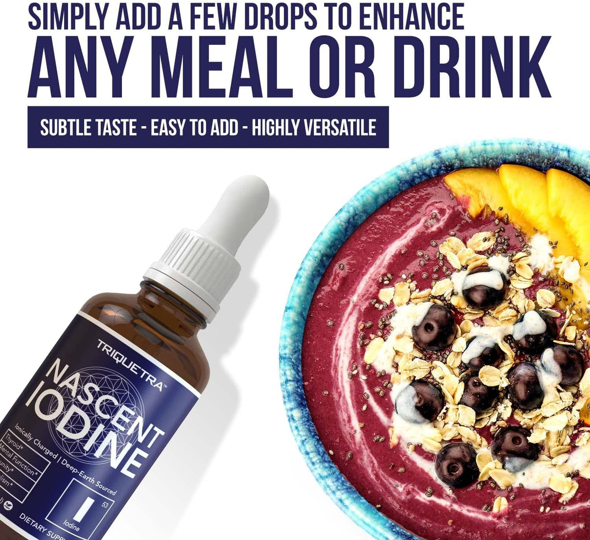 Suplemento de yodo 400 porciones vegana 1800 mcg 59ml