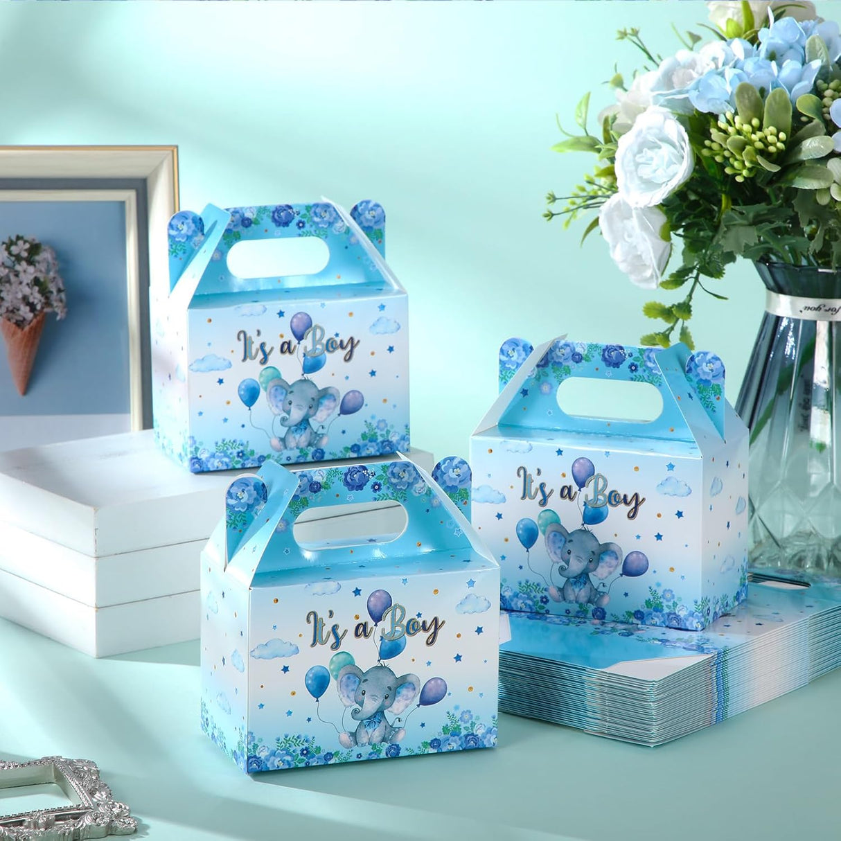 Cajas Temáticas de Elefante para Fiestas de Bebé y Revelación de Género