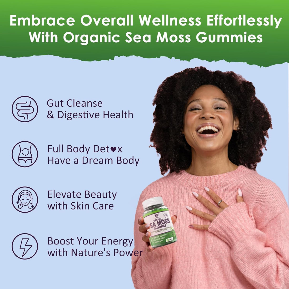 Gomitas de Sea Moss Irish para adultos y niños, 2 pack