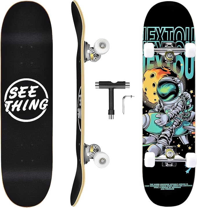 Skateboard estándar de 31" con camiones pro y herramienta T