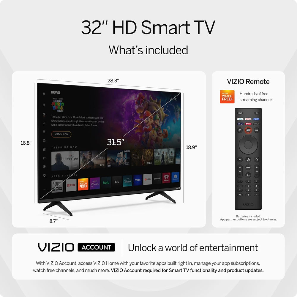 Smart TV 32 VIZIO HD 720p, Alexa, Google Cast, VHD32M-08