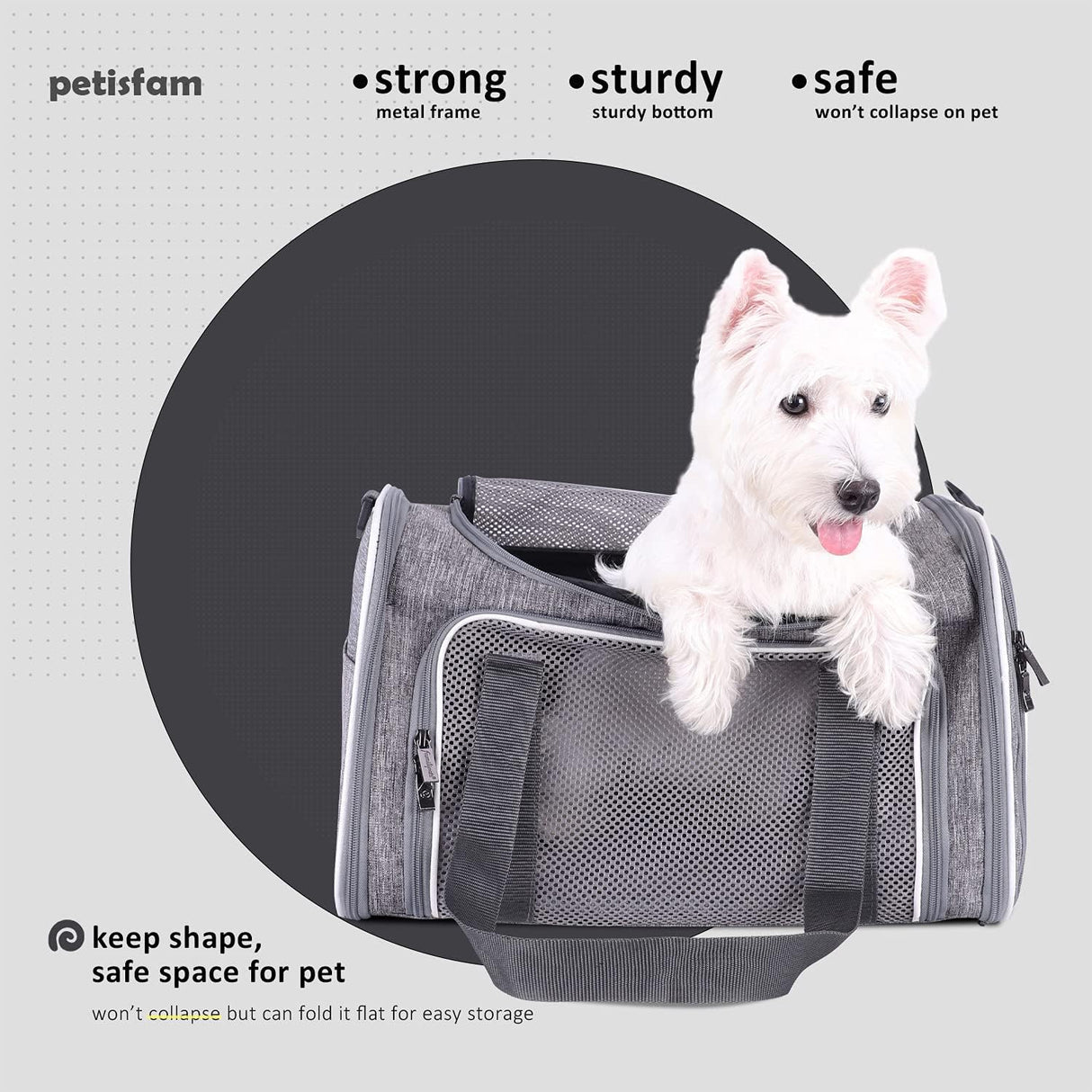 Transportadora para gatos y perros pequeños, petisfam, aprobada.