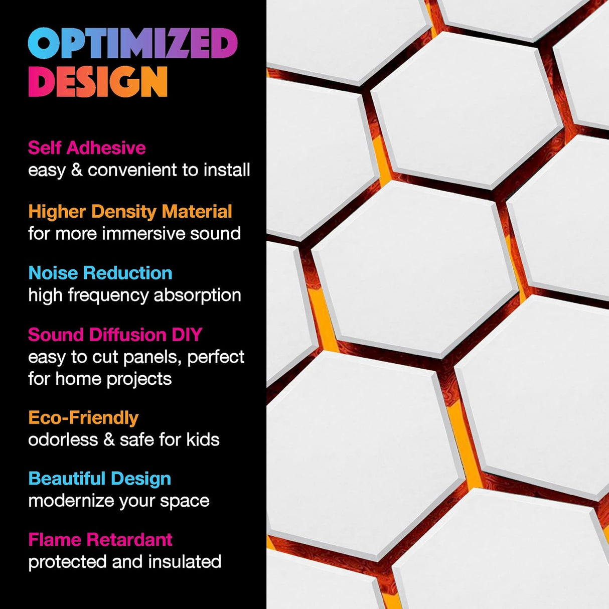 Paneles Acústicos Hexagonales Sonic, 14x12x0.4, Aislamiento