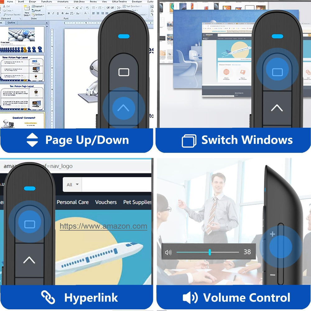 Presentador Inalámbrico 2 en 1 USB/Type-C para PPT, Control Volumen