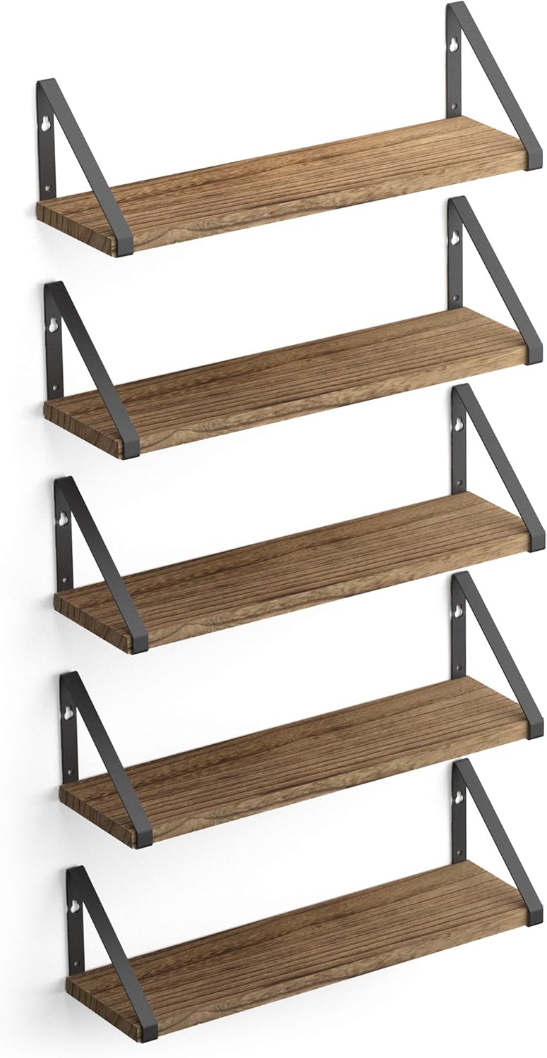 Estanterías Flotantes de Madera Wallniture Ponza, Set de 5