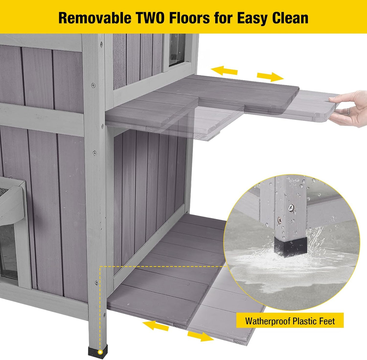 Casa para Gatos Aivituvin 2 Pisos con Ventana para Exteriores