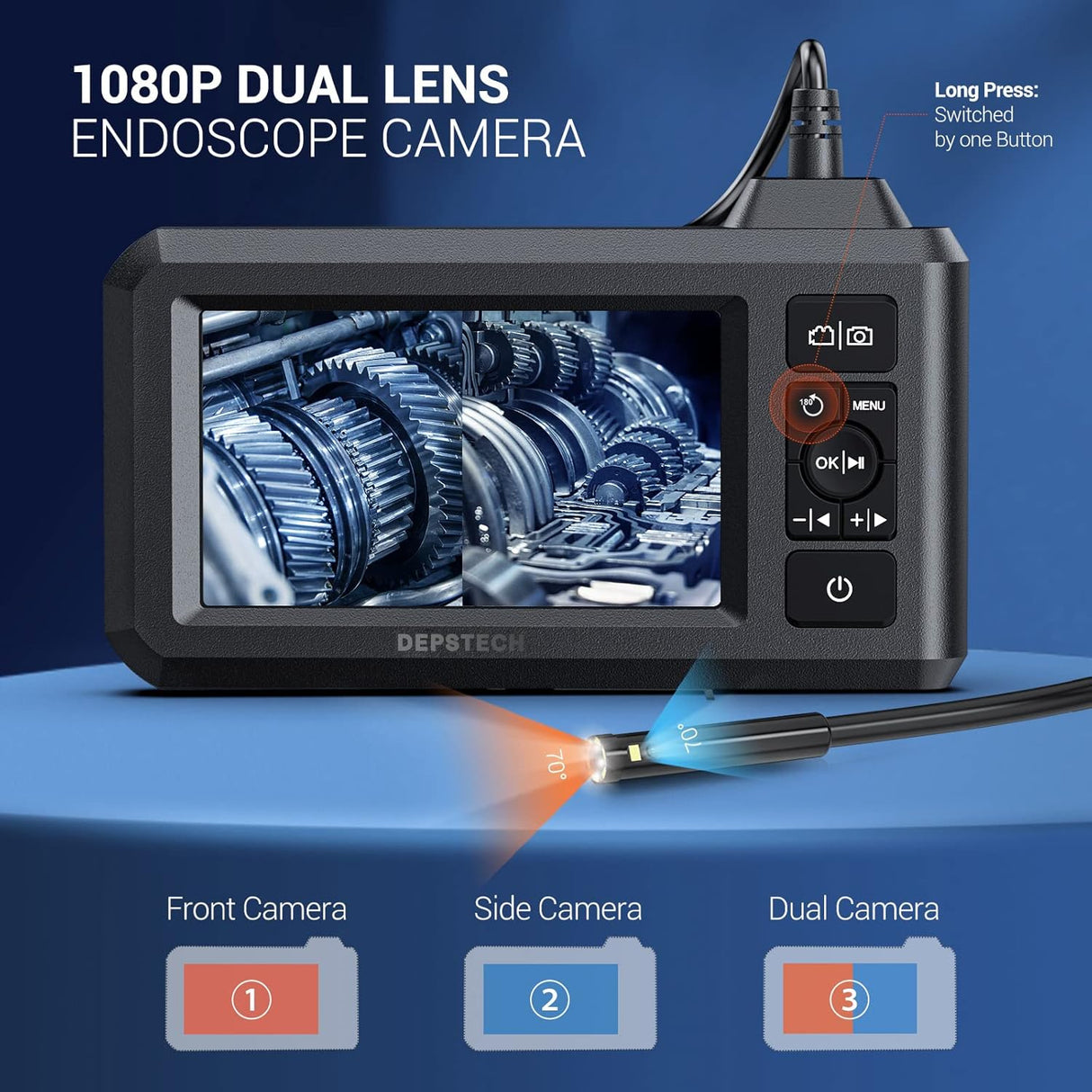 Camara endoscopio doble lente 7 luces LED