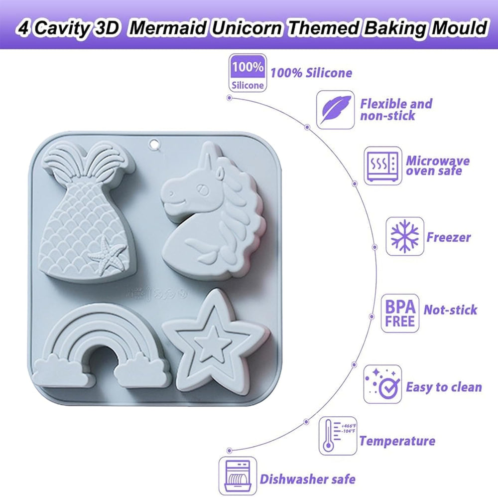 Molde de Silicona para Pasteles, 2Pack, 4 Cavidades, 3D