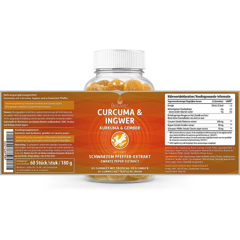 Suplementos Curcumina de cúrcuma con pimienta negra 60 und