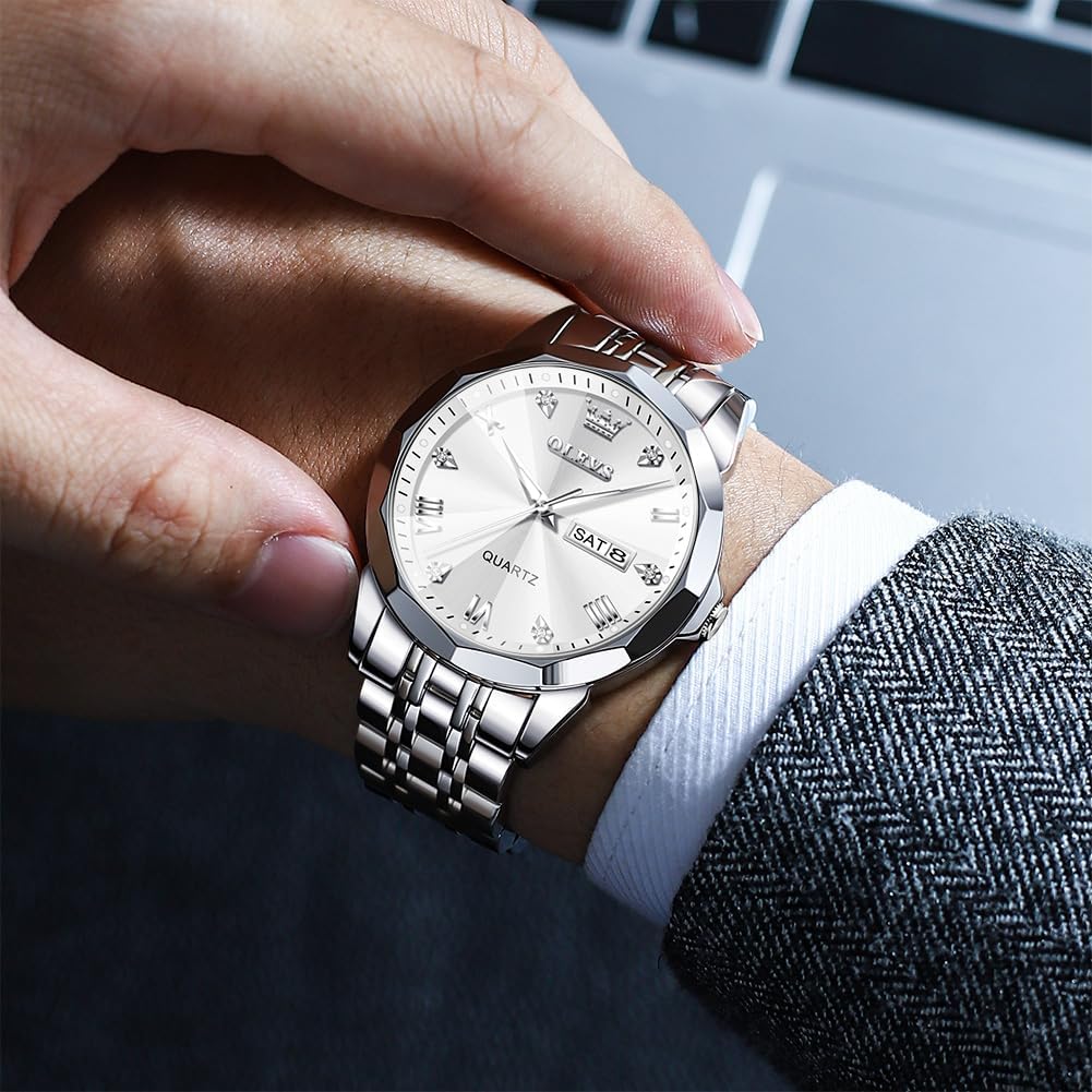 Reloj de acero inoxidable plateado OUW-S-G9931GS-BB OLEVS