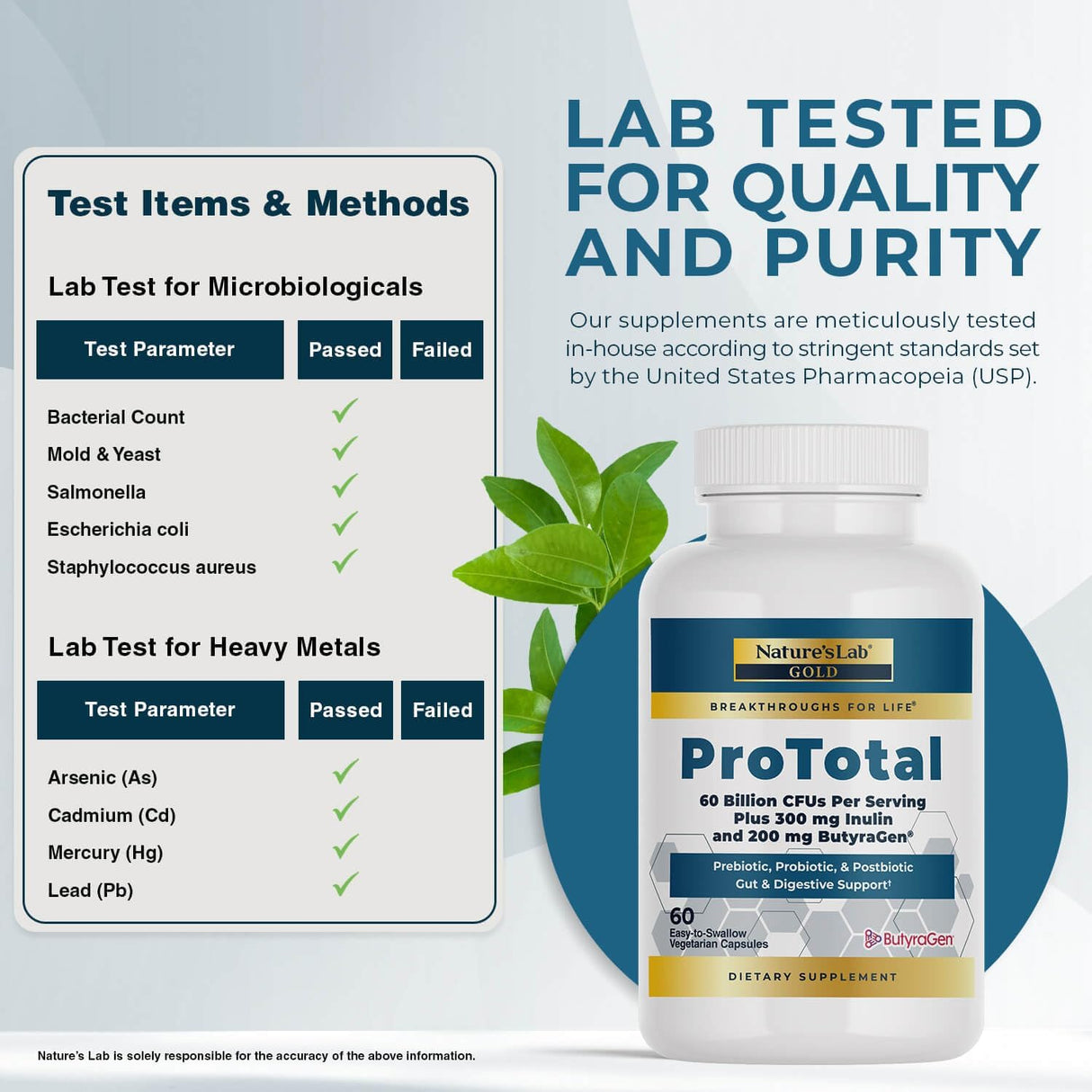Nature's Lab Gold ProTotal - Probiótico 60 Mil Millones CFU