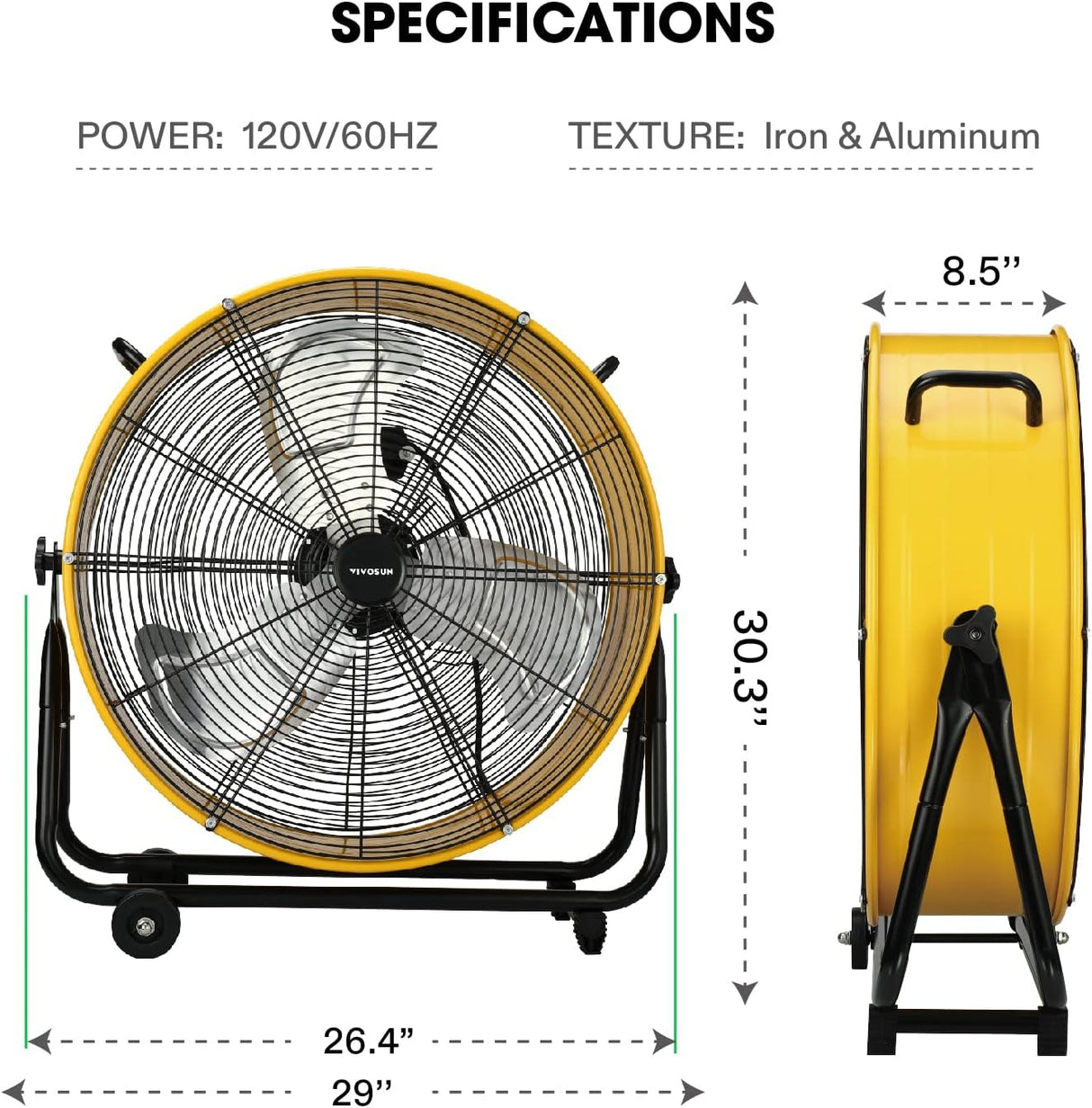 Ventilador Industrial VIVOSUN 24” Alta Velocidad 3 Velocidades