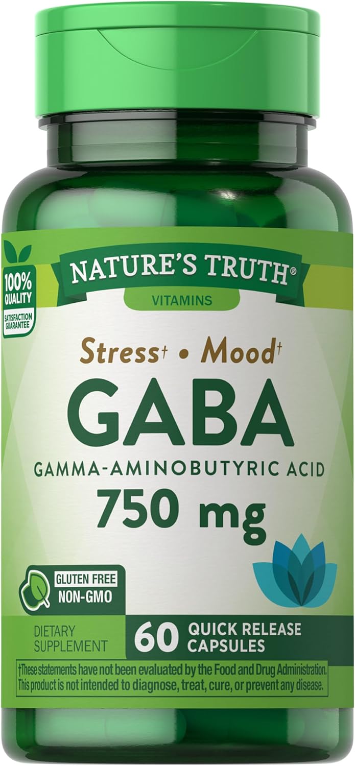 Suplemento Natures Truth GABA 750 mg ácido aminobutírico