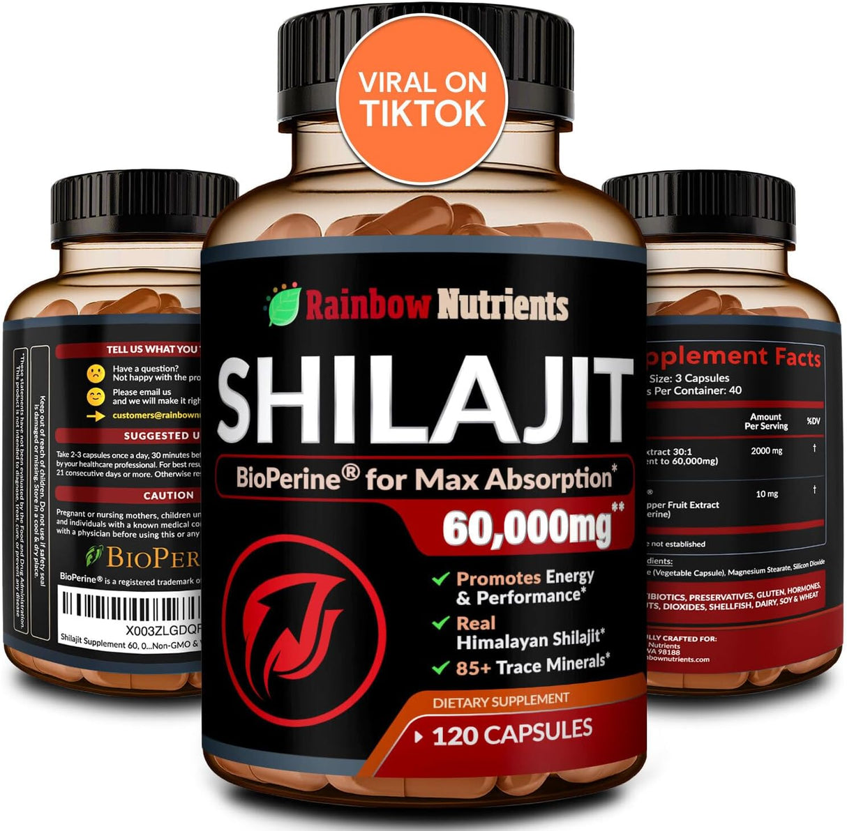 Suplemento puro de cápsulas de Shilajit del Himalaya