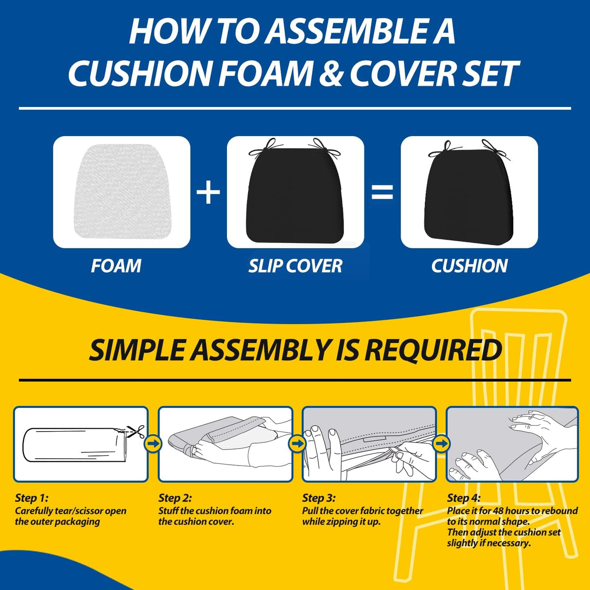 Cojines D-Shaped AAAAAcessories, 2'' gruesos, juego de 4