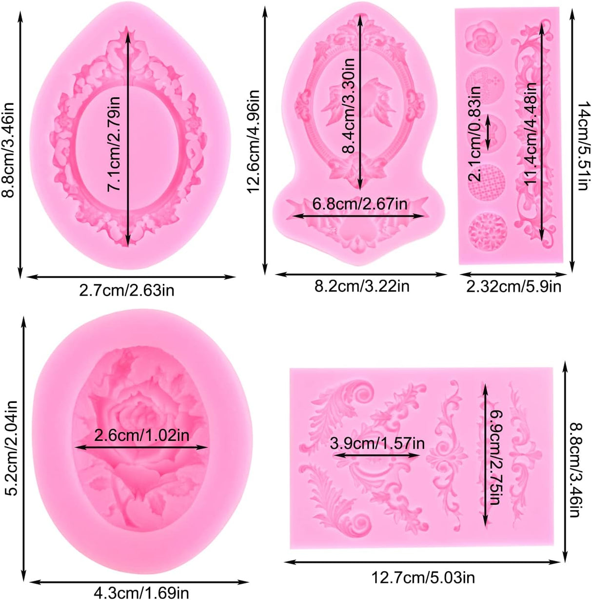 MYPRACS Marco de fotos barroco con diseño de pergamino