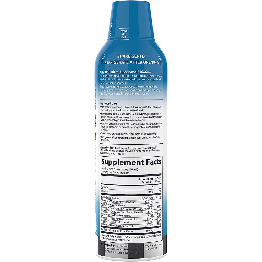 Suplementos Biotina ultra liposomal 10,000 mcg 30 dosis 10oz