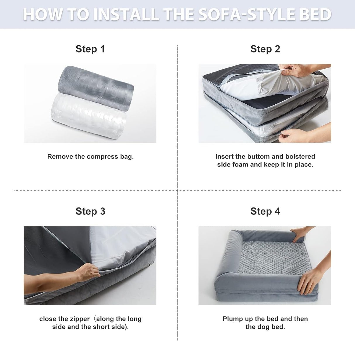 Cama ortopédica para perros WNPETHOME, con funda impermeable