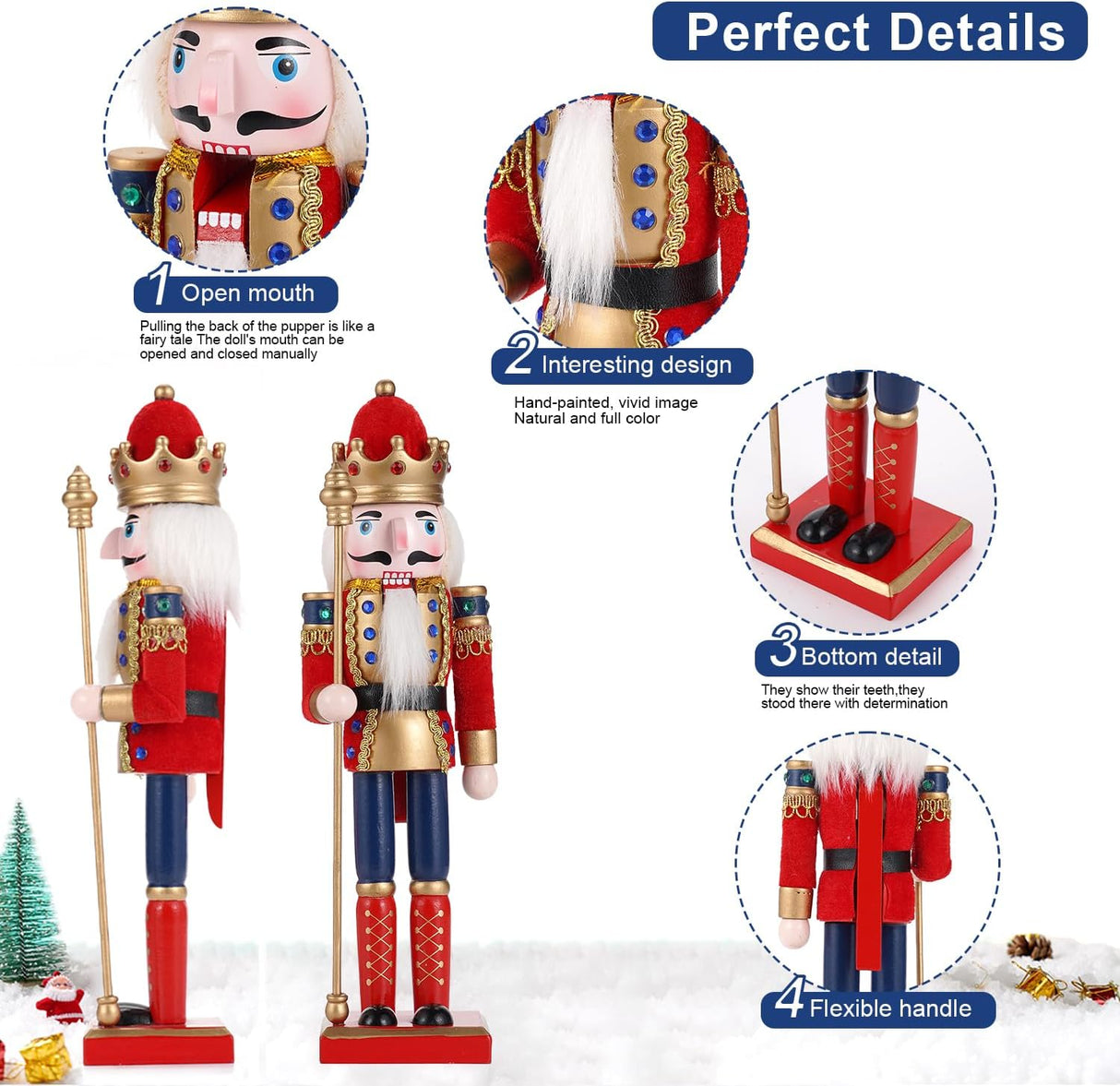 Adorno Navideño Nutcracker COMBIUBIU 11.2 pulgadas, Figuras de Madera