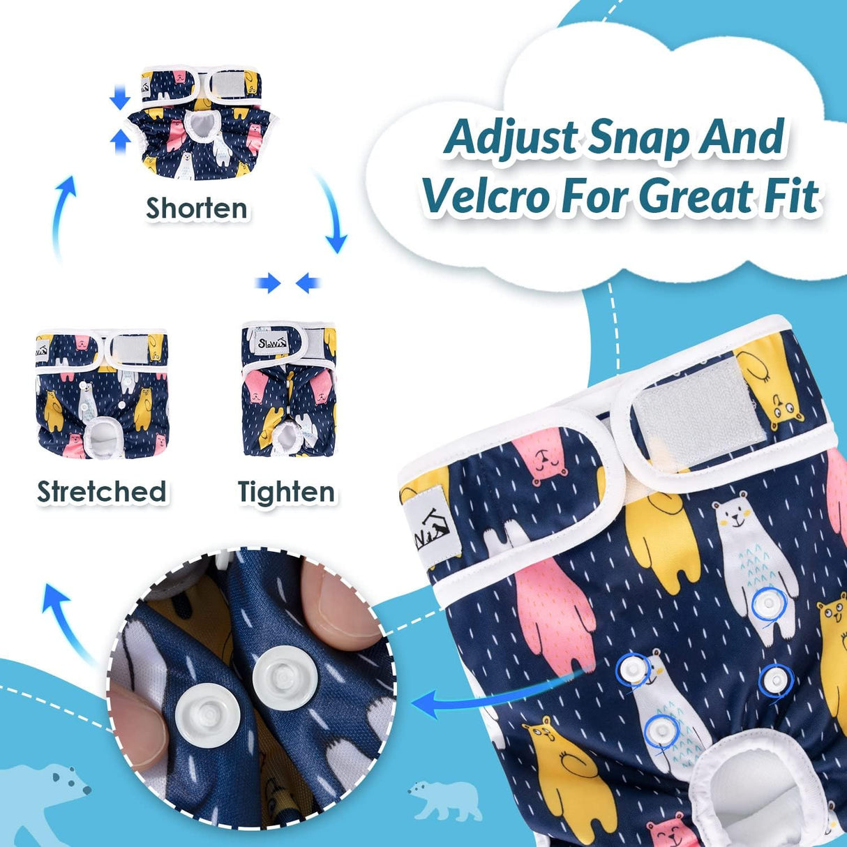 SlowTon Pañales lavables para perras, paquete de 3 pañales