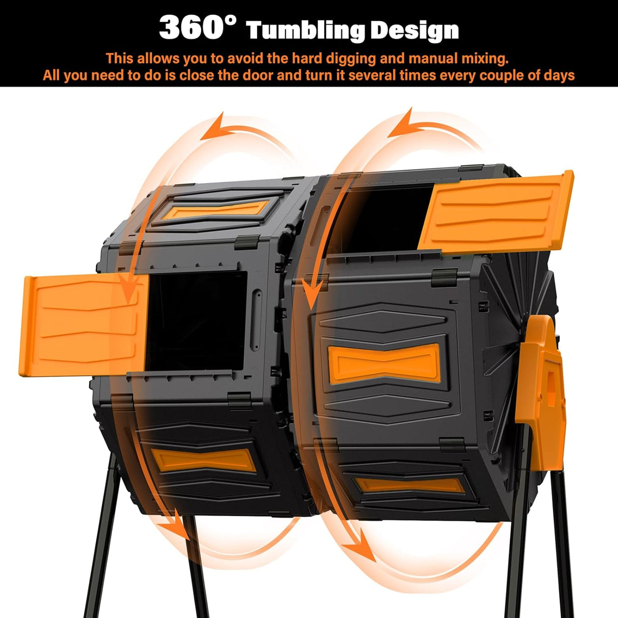 Compostador Tumbler 45 Gal, Doble Cámara, Fácil Montaje