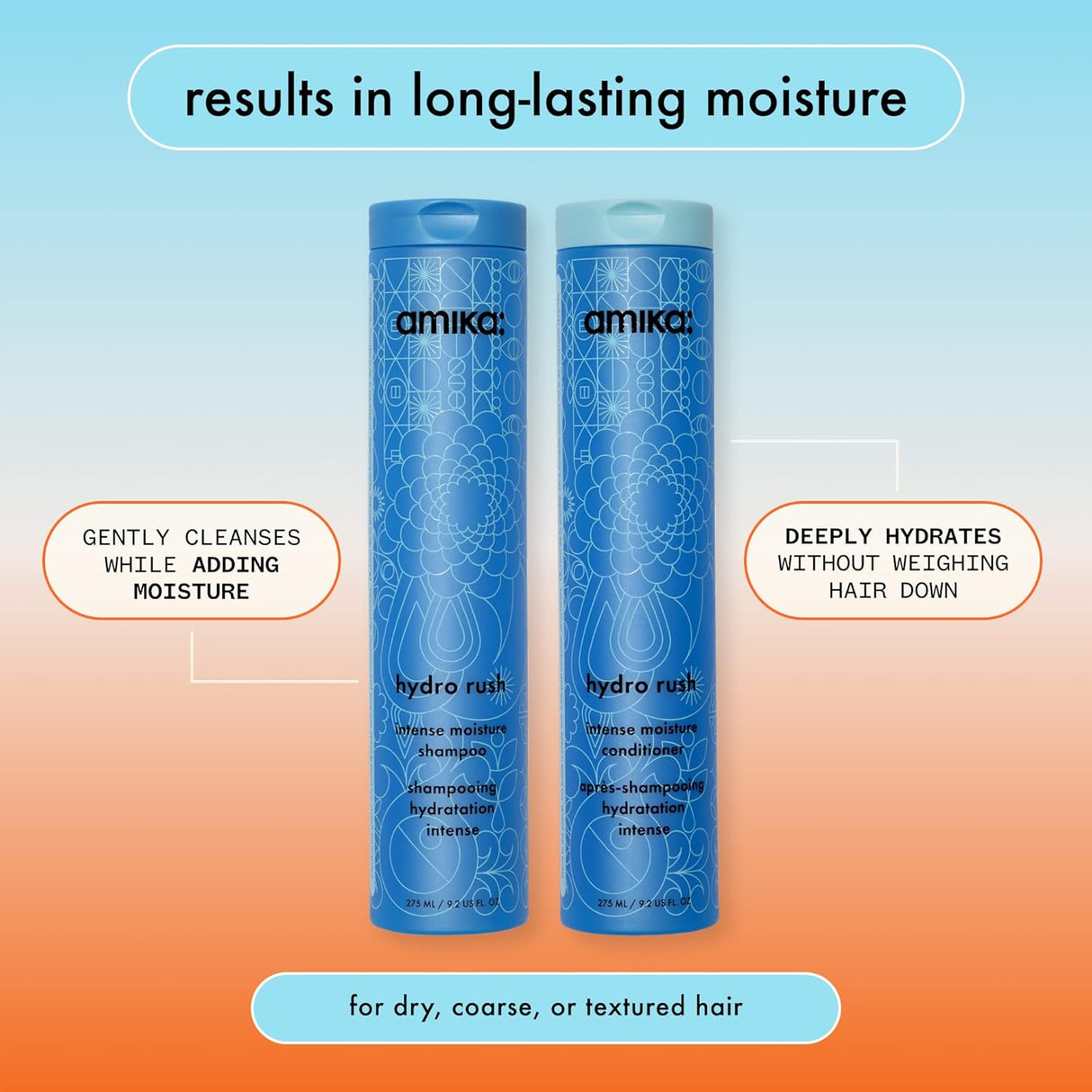 Shampoos y Acondicionadores de humedad intensa con ácido