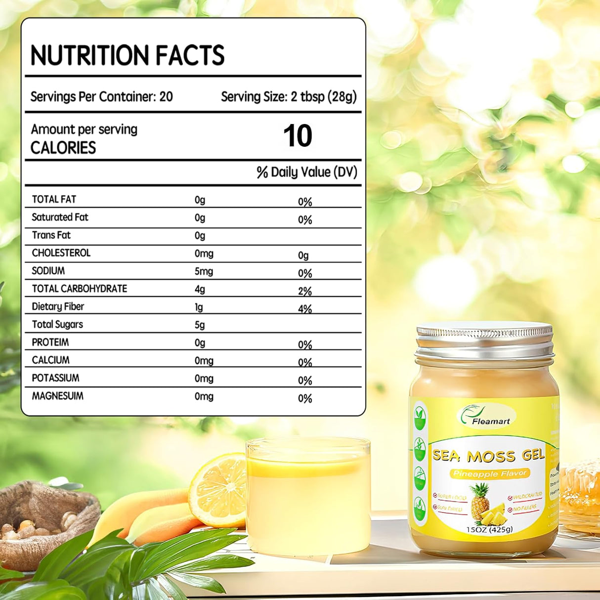 Gel de Musgo de Mar Irish, Superalimento Vegano, Sabor Piña