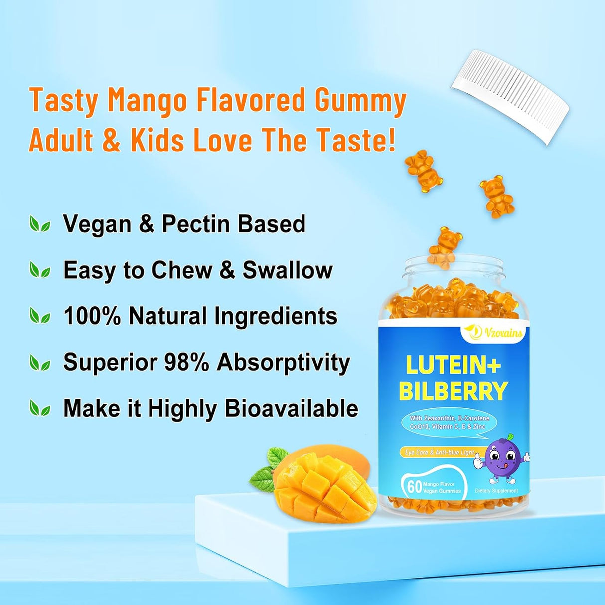 Suplementos Gomitas de luteína y zeaxantina de 20 mg