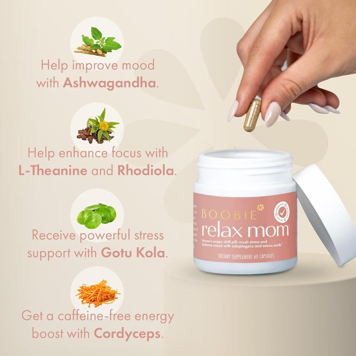 Suplemento de Estrés Boobie Relax Mom | Apoyo Lactancia 60 Caps