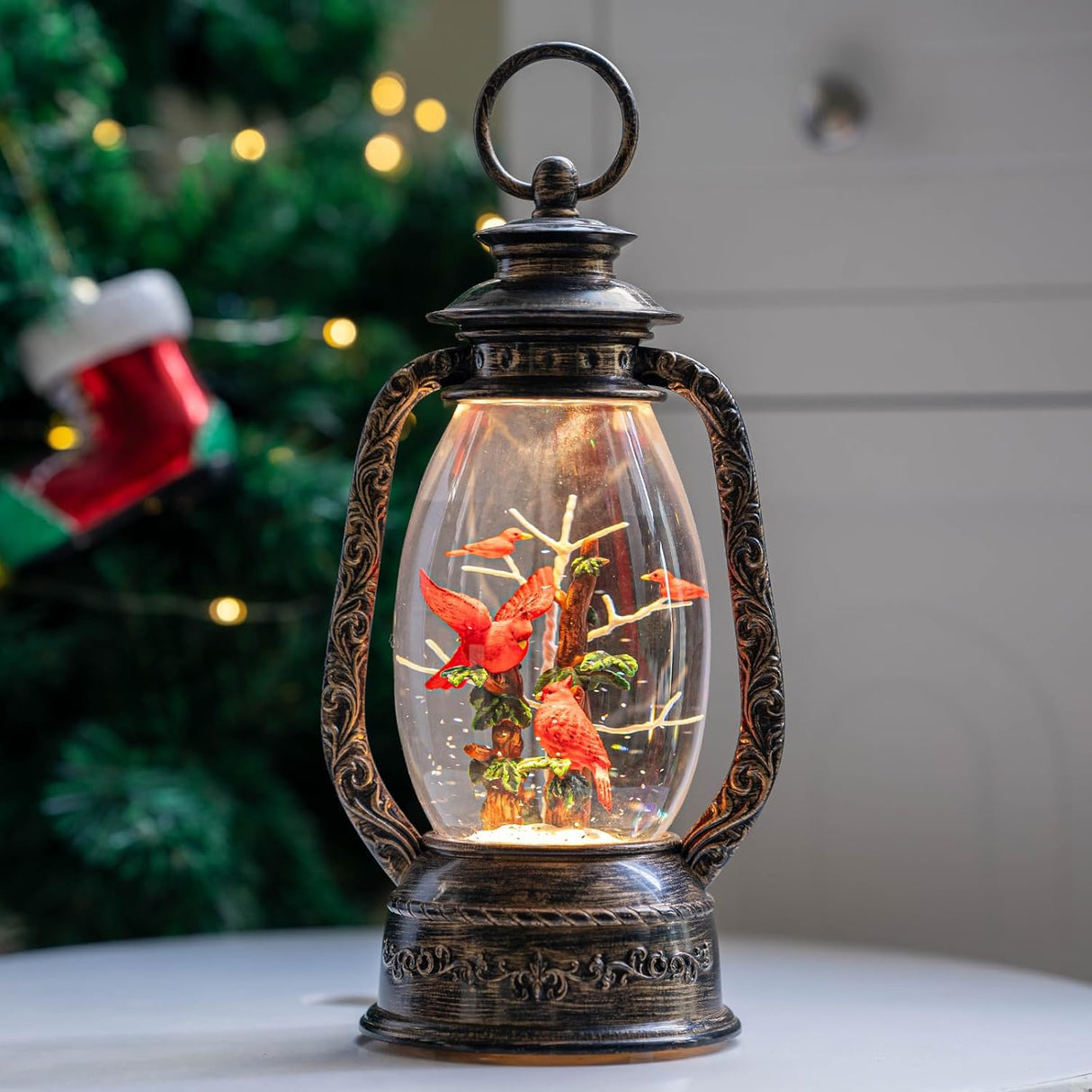 Lanterna Musical de Copos de Nieve Cardinals, USB/Batería, 12