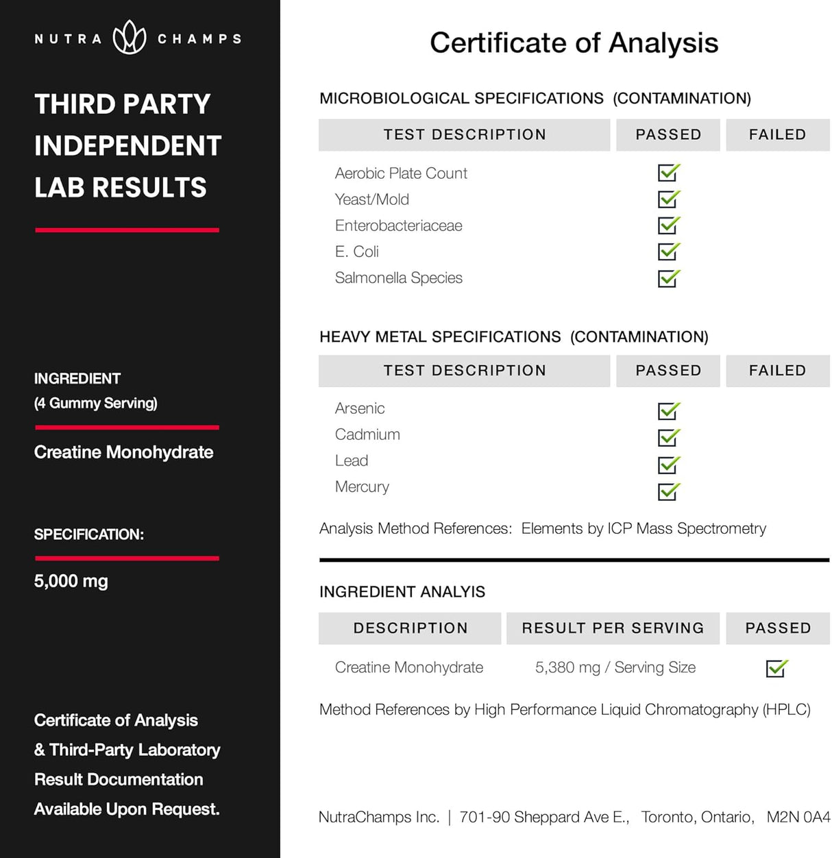 NutraChamps Gomas de Creatina 120 5g Sin Azúcar para Deportistas