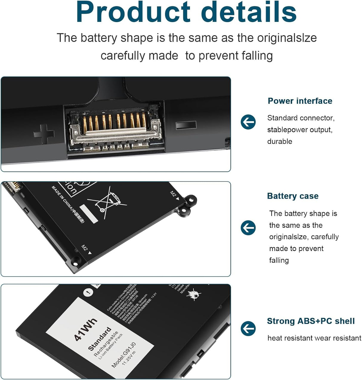 Batería G91J0 para Laptop Latitude e Inspiron, Modelos Varios